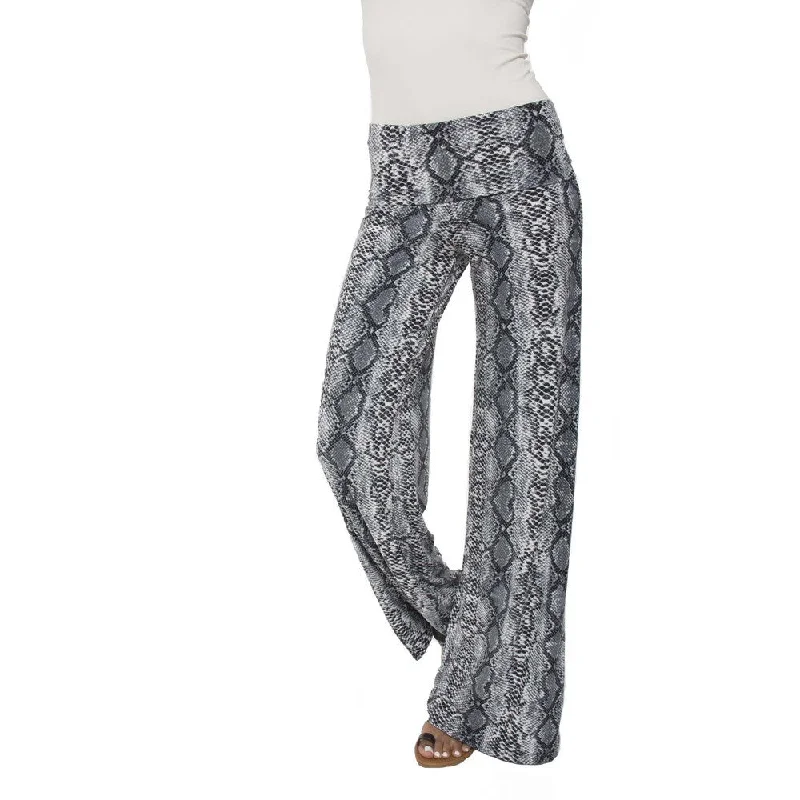 White Mark Women's Sneak Palazzo Pants Grey/ Brown