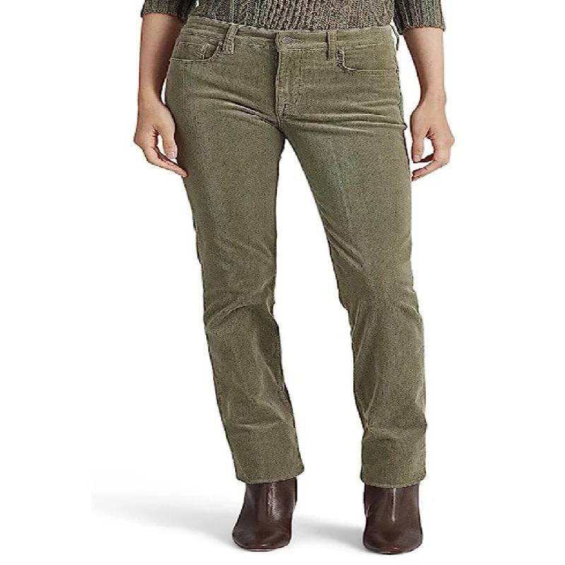 Ralph Lauren Women's Corduroy Mid Rise Straight Pant Green Size 16