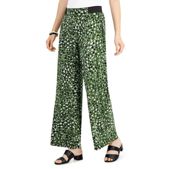 Kasper Women's Printed Wear To Work High Waist Pants Green Size X-Large