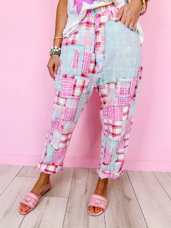 PENELOPE PATCHWORK PANTS - PINK