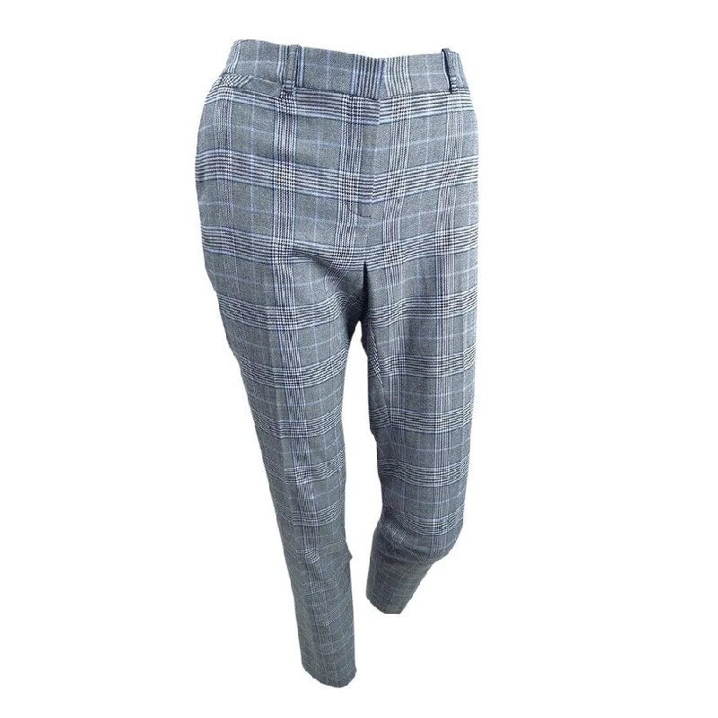 Tommy Hilfiger Women's Plaid Slim Fit Dress Pants (14, Grey/Blue Multi)