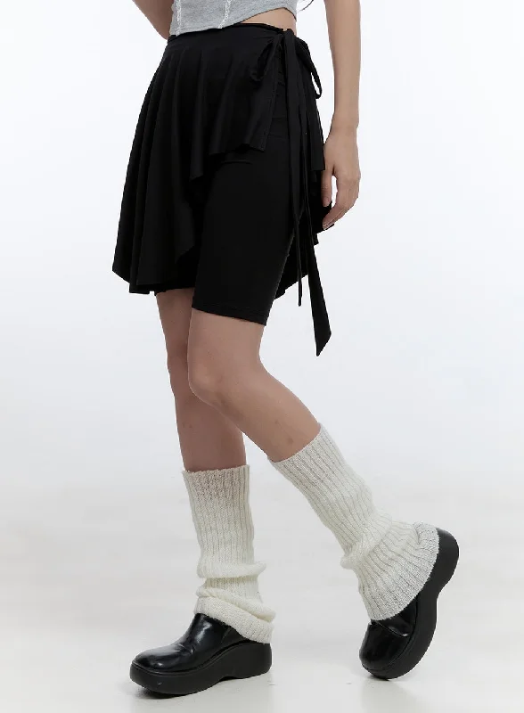 Asymmetrical Wrap Solid Skort CG413