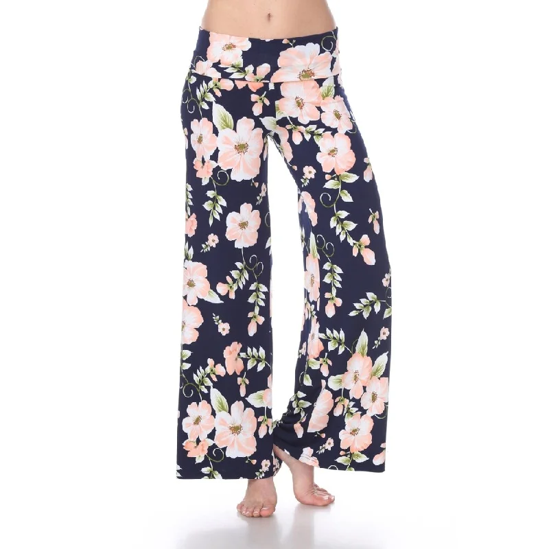 White Mark Women's Floral Print Palazzo Pants