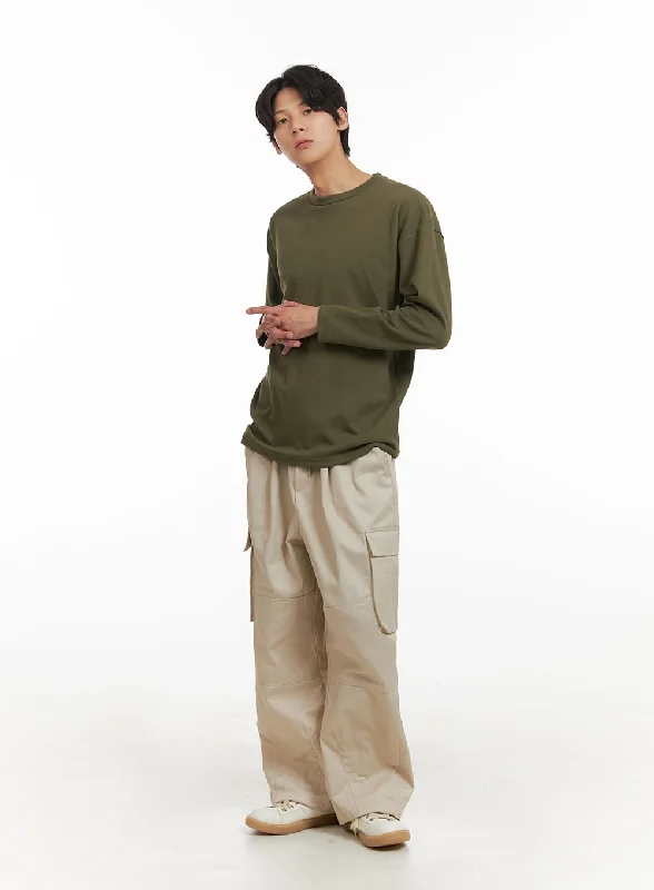 Men's Wide Fit Cargo Pants (Beige) IY402