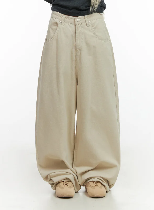 Solid Cotton Wide-Leg Pants CO415