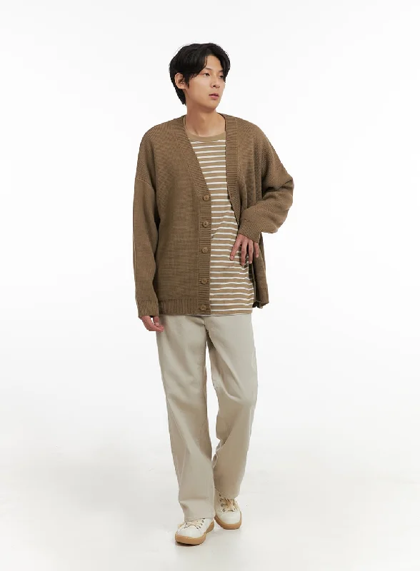 Men's Basic Cotton Pants (Beige) IY410