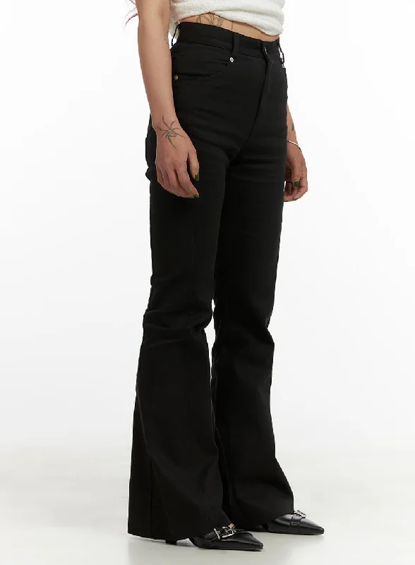 Solid Bootcut Cotton Pants CY430