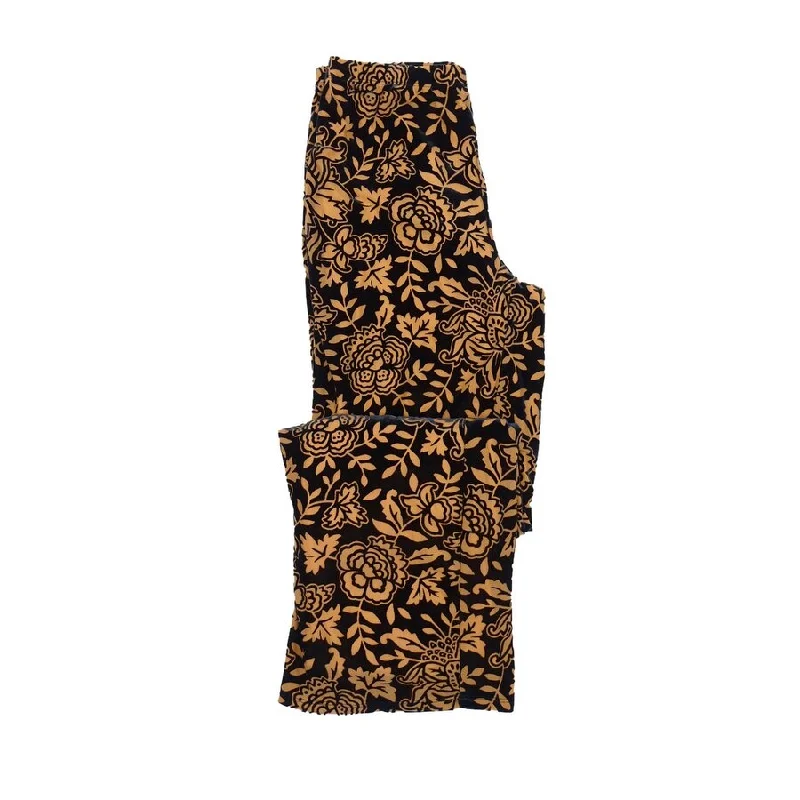 28th & Park Women's Botanical-Print Velvet Pants (S, Black/Nude)