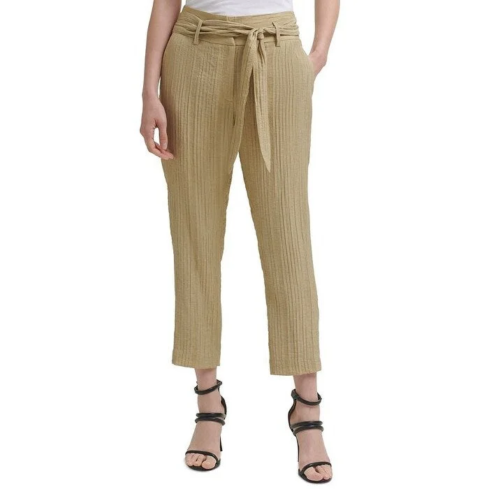 DKNY Women's Textured High Rise Pants Brown Size 4