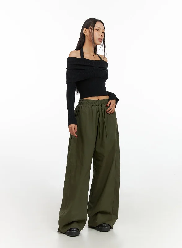 Cotton Banded Wide Fit Pants IS427