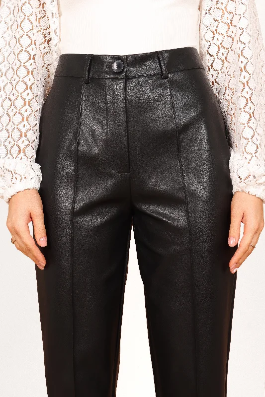 Sandy Faux Leather Pants - Black