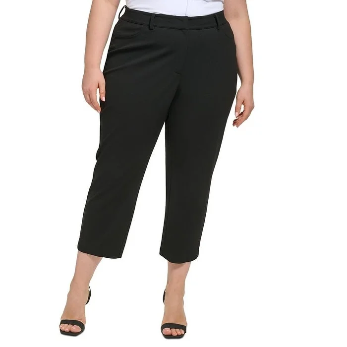 Calvin Klein Women's Solid Ankle Pants Black Size 14W