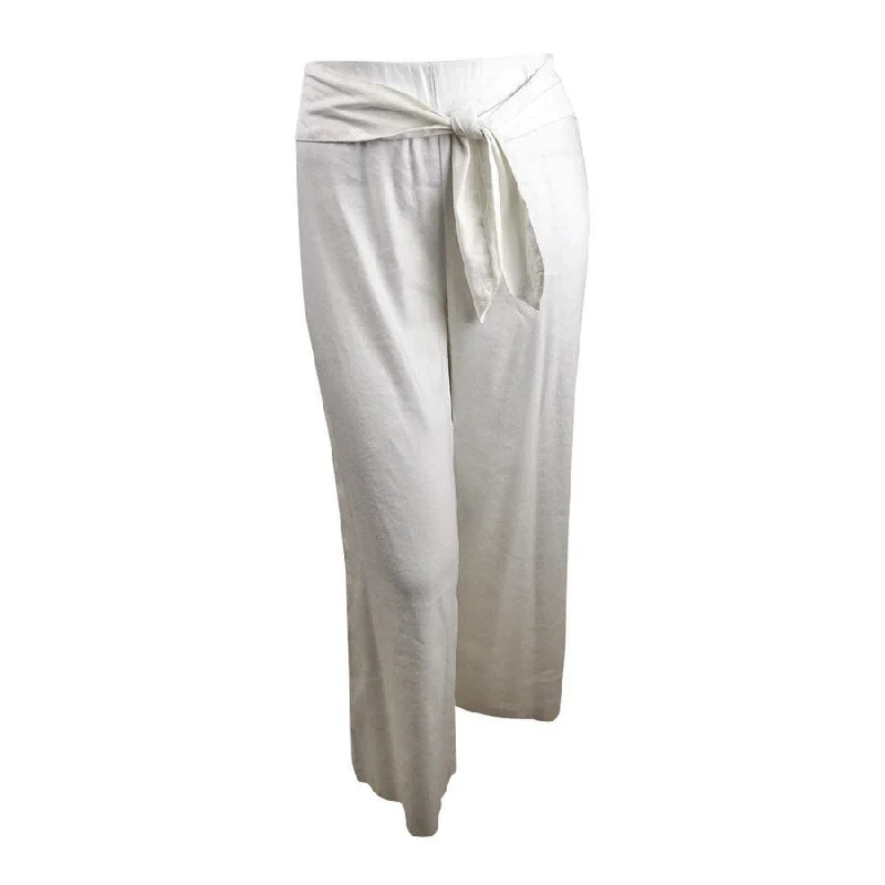 INC Women's Wide-Leg Tie-Front Linen-Blend Pants