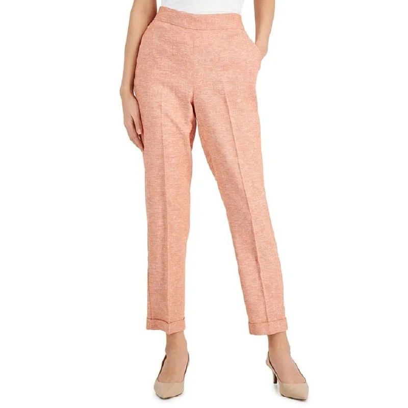 Kasper Women's Linen Blend Pull On Ankle Pants Orange Size X-Large