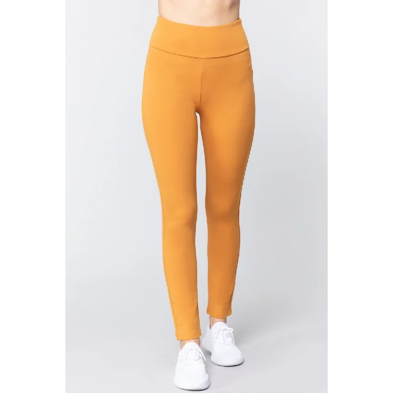 Mustard Rayon Long Ponte Pants