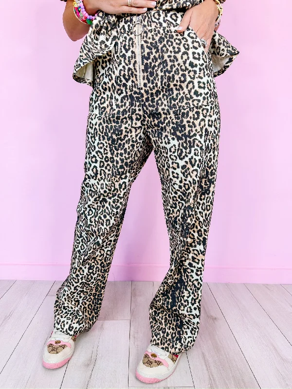 LEOPARD STATE OF MIND ZIP UP PANTS