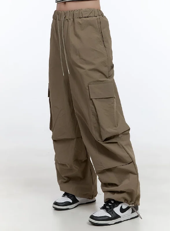 Nylon Wide Fit Cargo Pants CL424