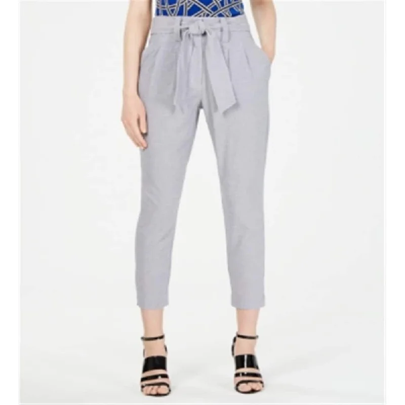 Calvin Klein Women's Printed Tie Waist Pants Gray Size 10