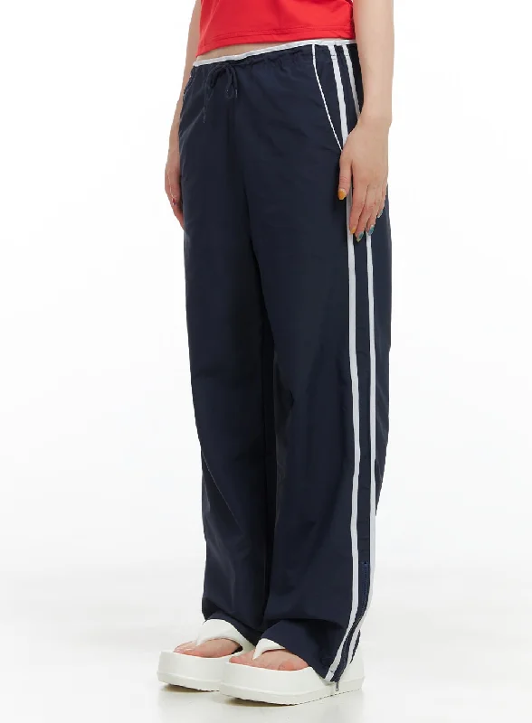 Nylon String Stripe Wide Pants CG409