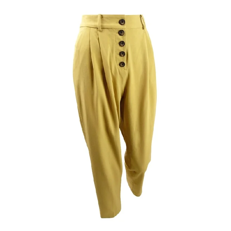 BAR III Women's Button-Front Pleated Pants