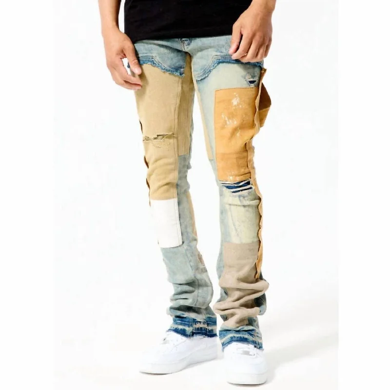 Sean Stacked Forest Hill Denim Jeans In Ice Antique