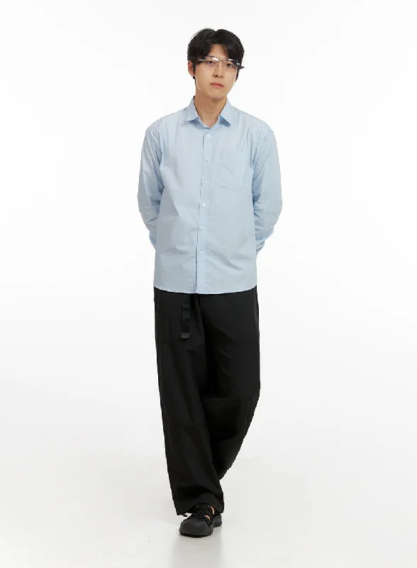 Men's Belted Wide Leg Trousers IG409