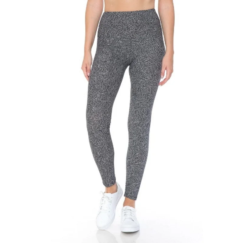 Yoga Style Banded Lined Multi Printed Knit Legging With High Waist