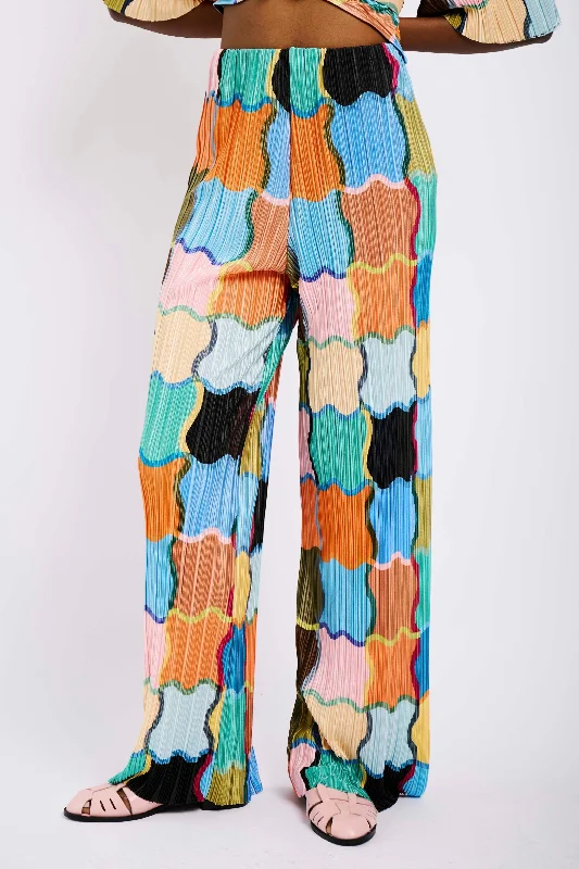 Colourblock Elasticated Plisse Pant