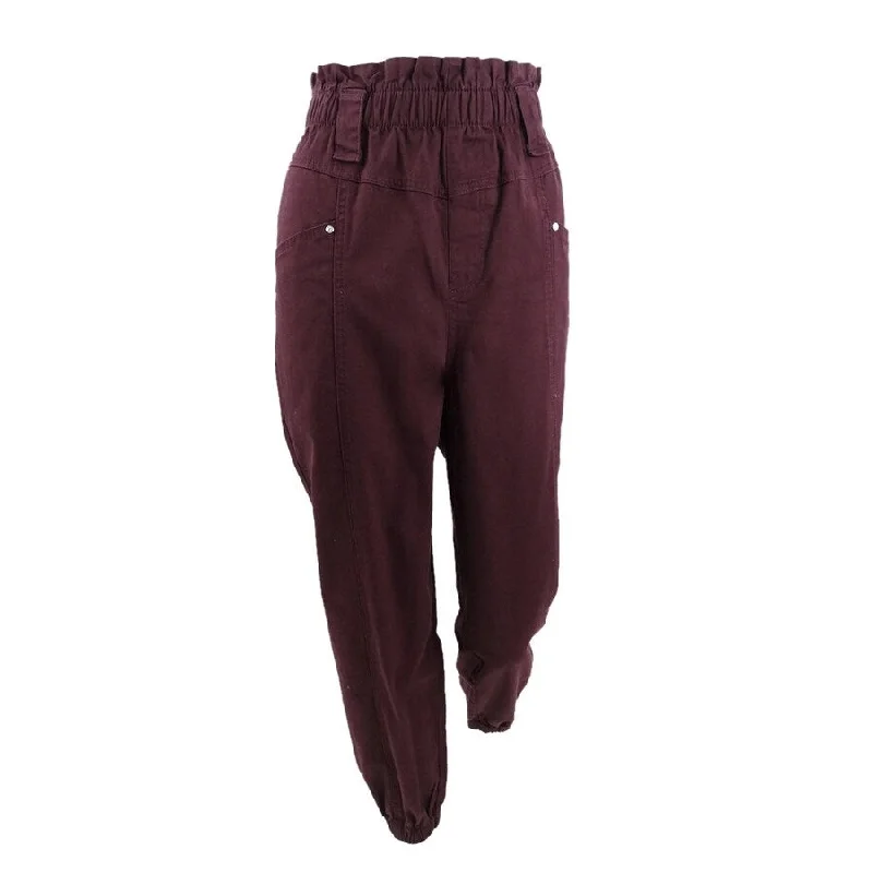 Frayed Women's Paper Bag-gy Jogger Pants (32, Winetasting)