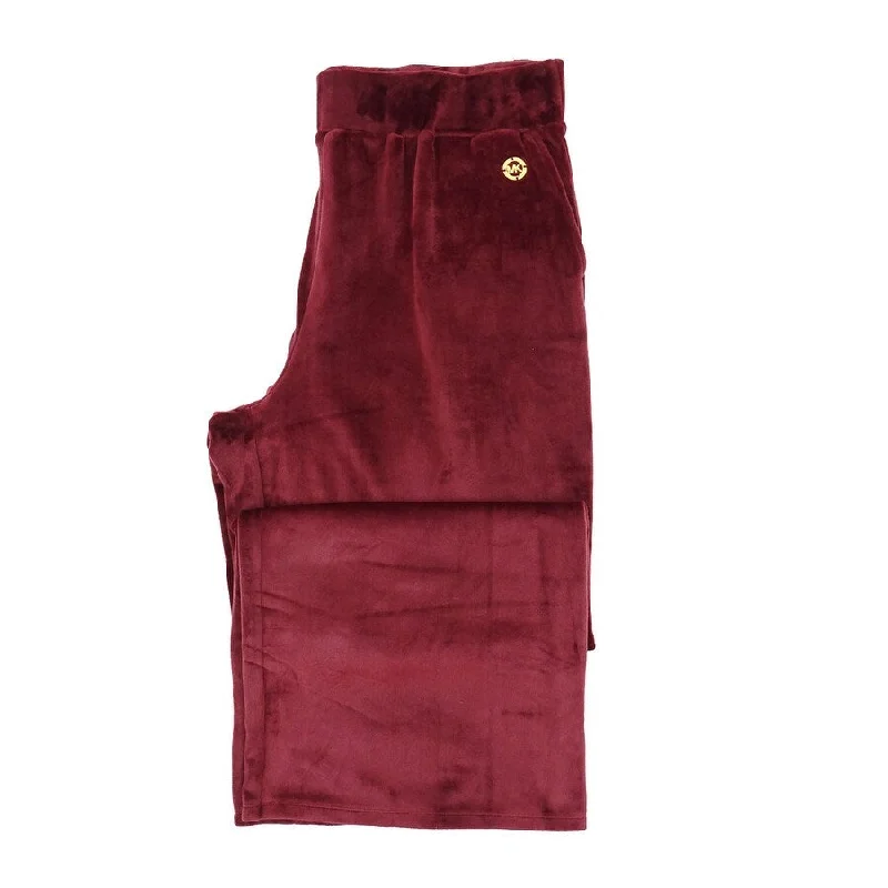 MICHAEL Michael Kors Women's Velour Straight-Leg Pants (XL, Dark Ruby)