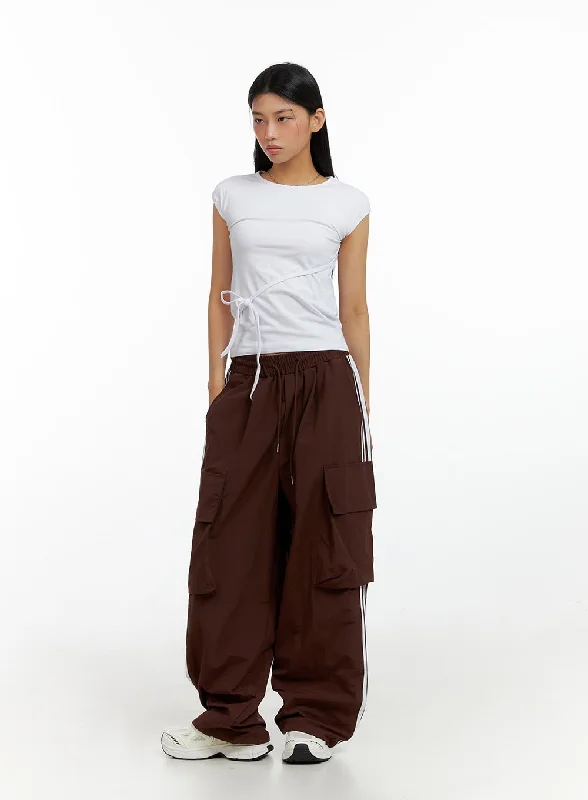 Nylon Cargo String Track Pants IL419