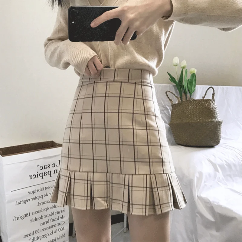 Sexy high waist plaid skirt yv40636