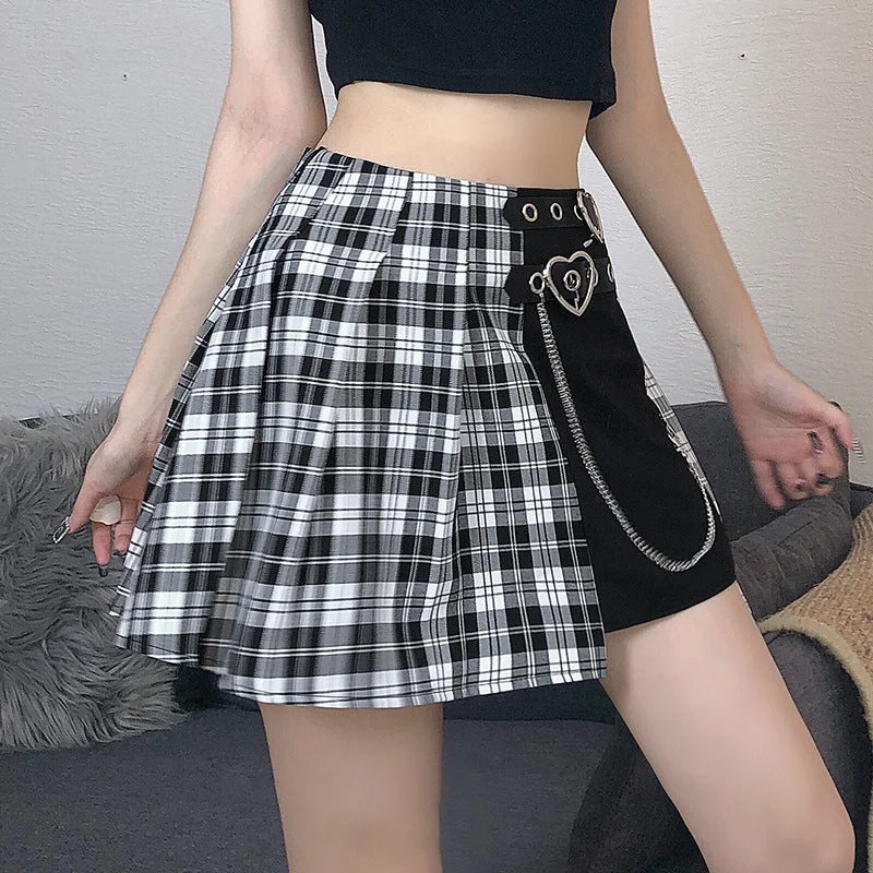 Hip hop dark plaid skirt YV43917