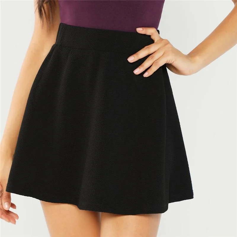 Elastic Waist Textured Skirt