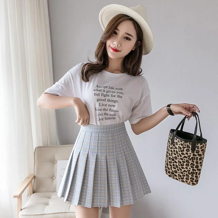 Ulzzang style JK plaid skirt yv43150