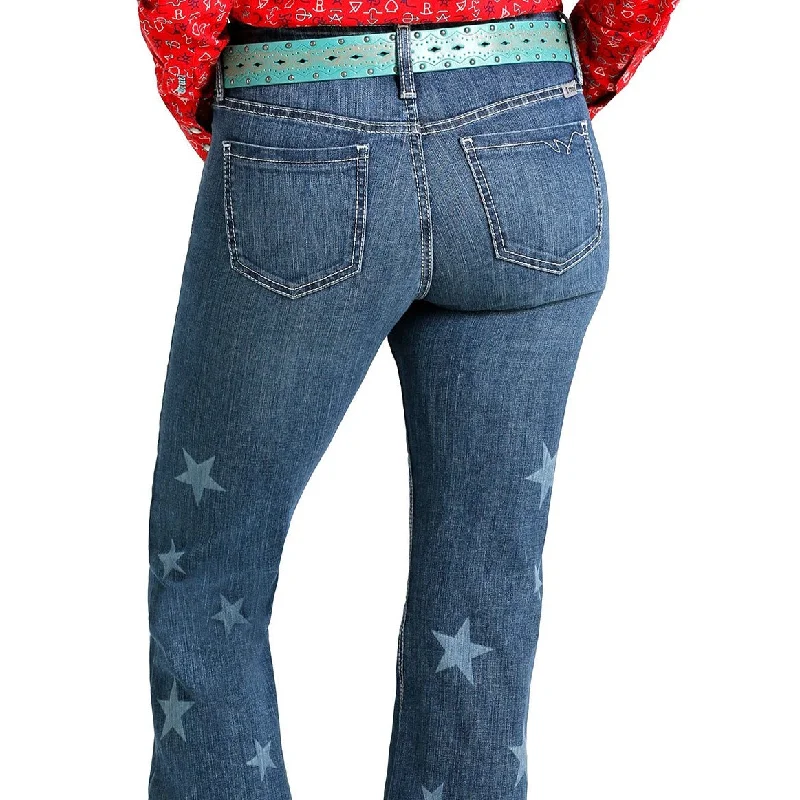 Cruel Women's Hannah Slim Fit Patriotic Flare Jean in Stars & Stripes