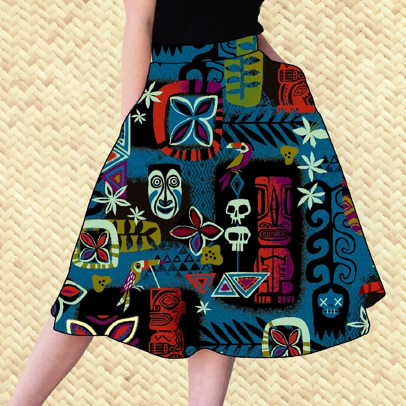 Jeff Granito's 'Blue Tiki Safari' - Aloha Skirt - Ready to ship!