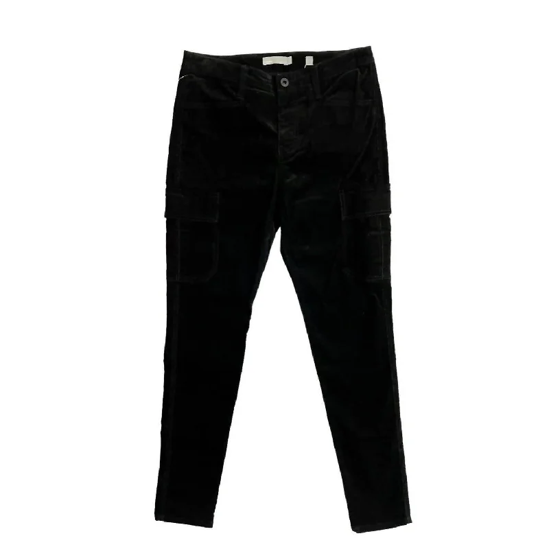 Women's Corduroy Skinny Leg Pockets High Rise Slim Pants In Black