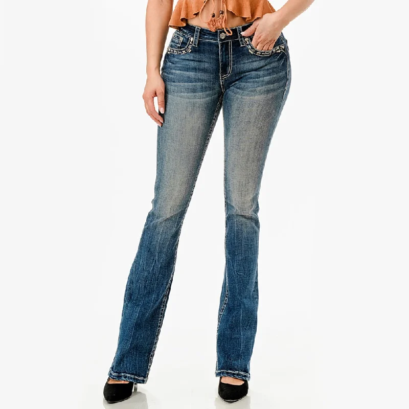 Grace In L.A. Womens Mid Rise Bootcut Jeans - EB51726