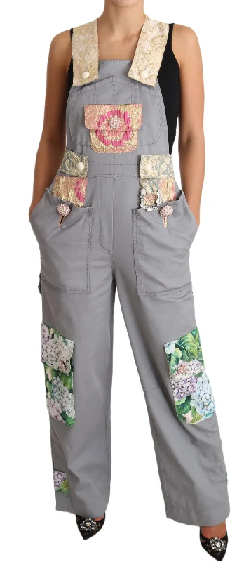 Dolce & Gabbana Exquisite Floral Embellished blue Women's Overalls