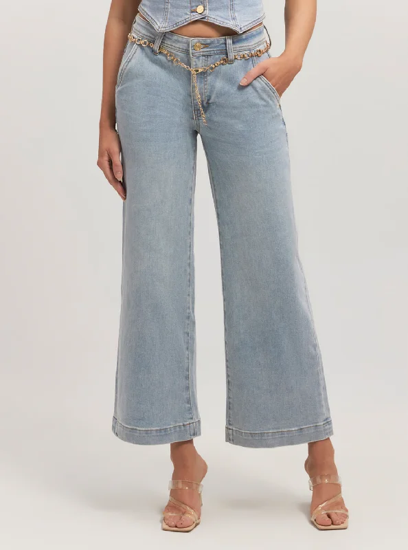 Mid-Rise Zoya Wide Leg Jeans In Light Wash