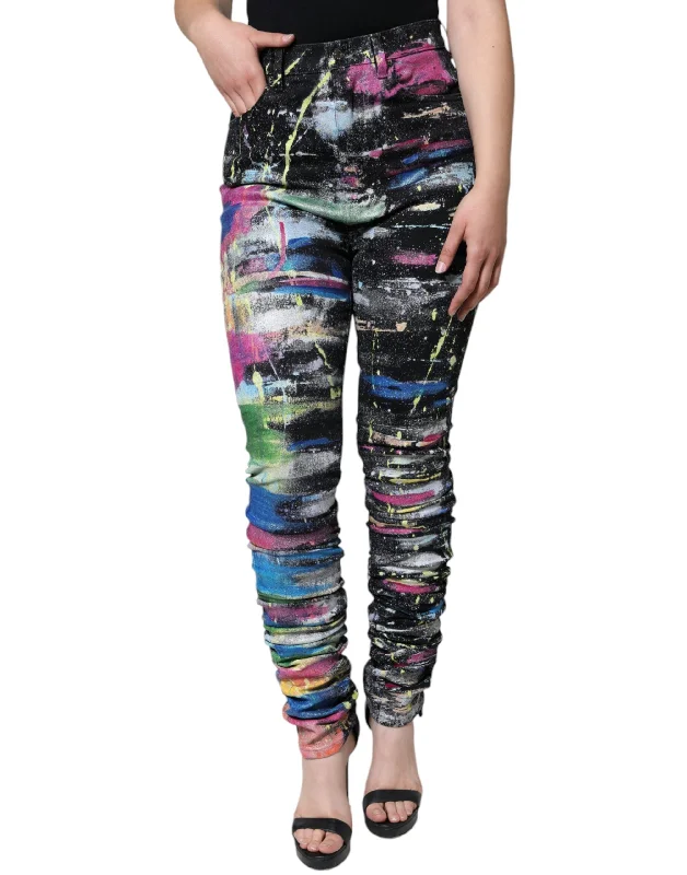 Dolce & Gabbana multi Splatter Paint Cotton Skinny blue Women's Jeans