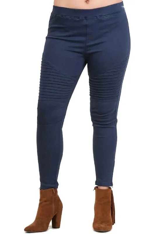 Washed Moto Jegging In Navy