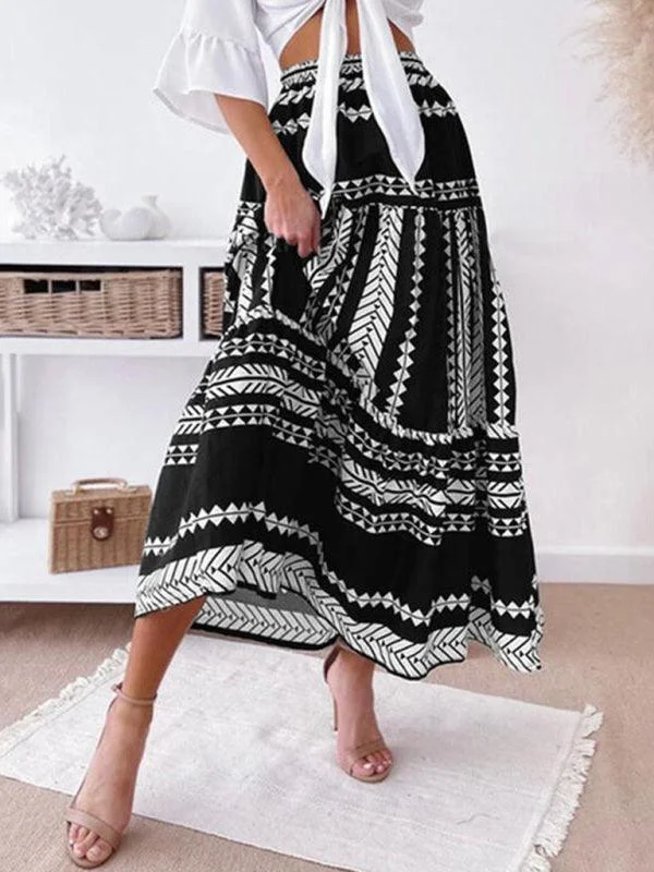 Women Ethnic Style Printed Prairie Skirt