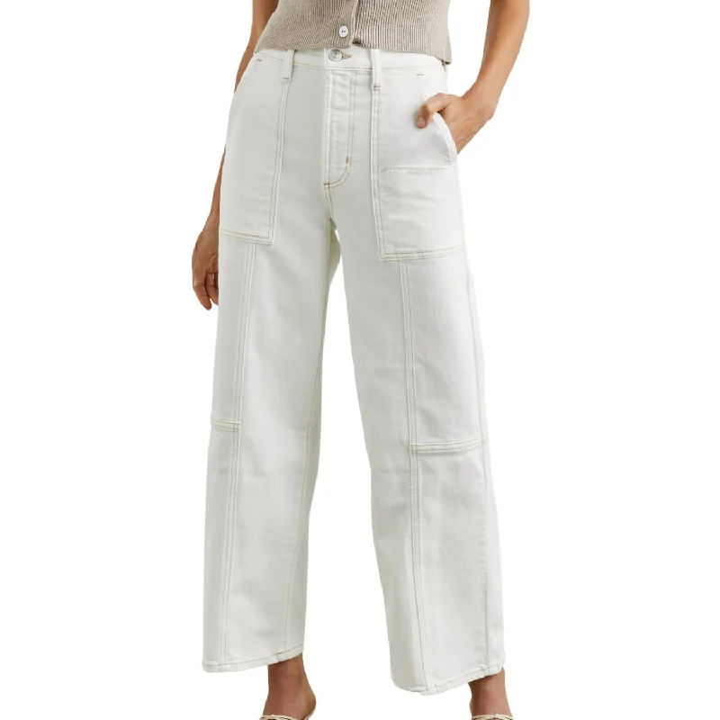 Getty Cropped Utility Pants In Vintage Ecru Contrast Stitch