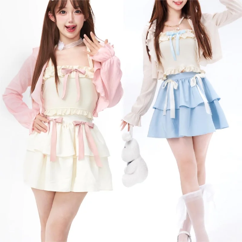 Sweet Cardigan Sling Cake Skirt Set YV50028