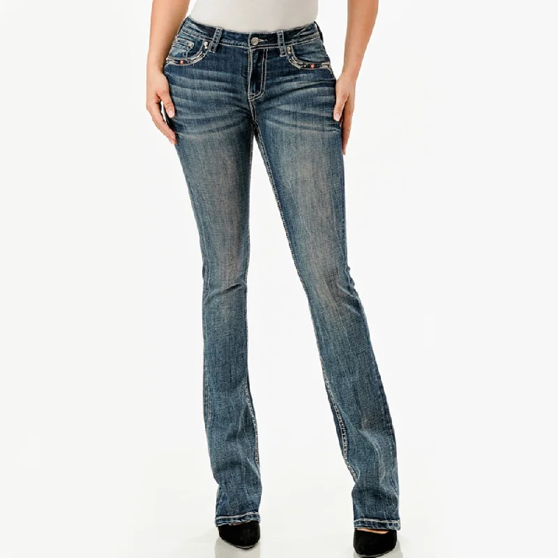 Grace in L.A. Womens Embroidery Bootcut Jeans - EB51907