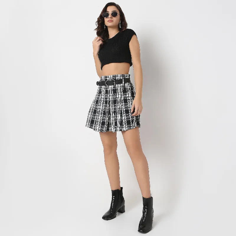 Checkered High Rise Betty Skirt