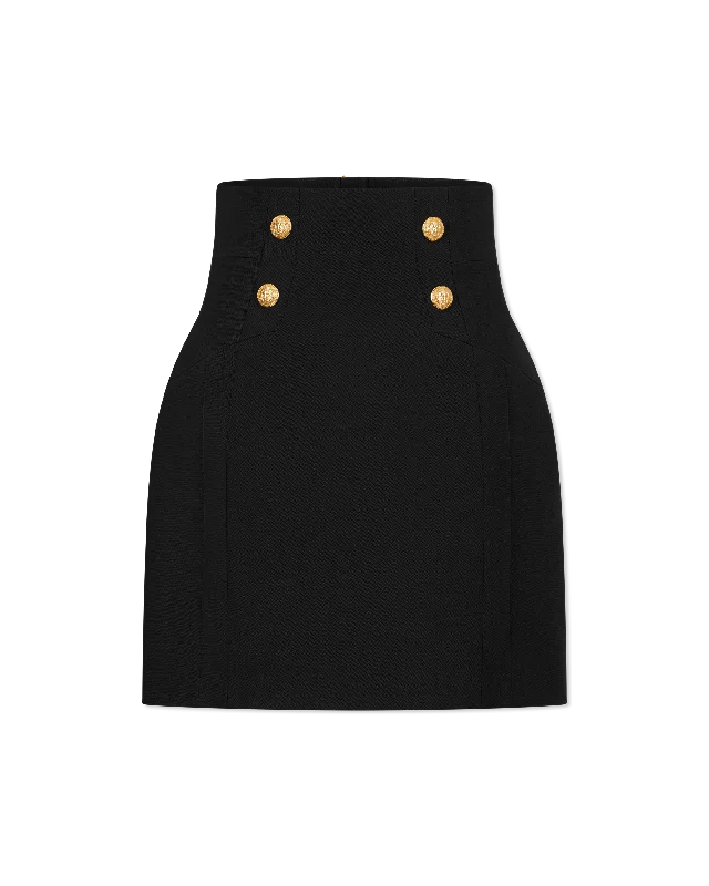 High Waisted 4 Button Wool Mini Skirt