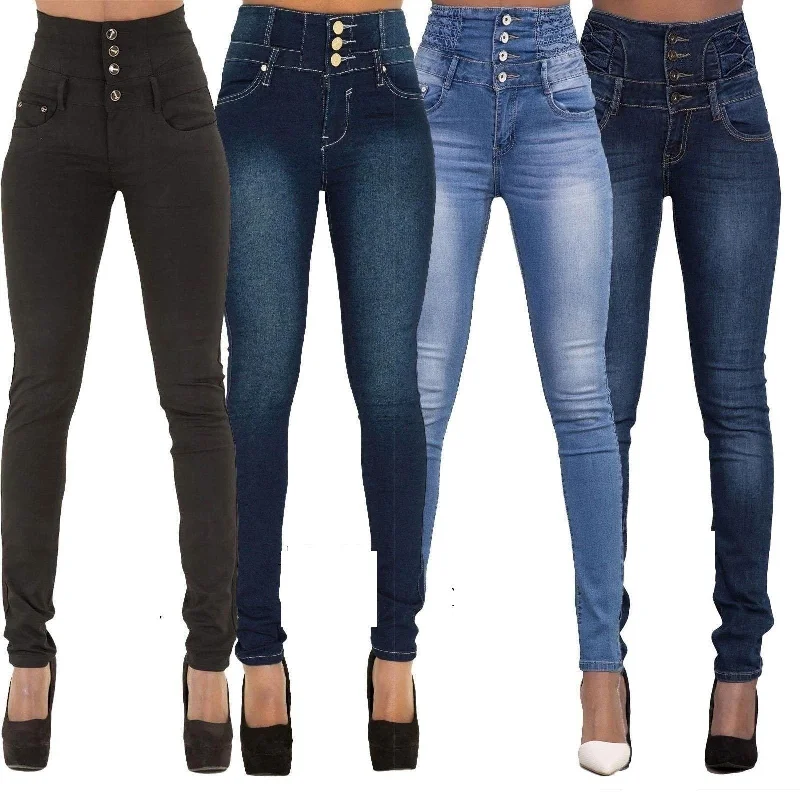 Woman's Plus Size Skinny Stretchable High Waist Jeans Pencil Pants